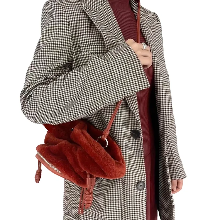 MUYSO Fabric Handbag Shoulder Bag Regular Women's Brick Red-3