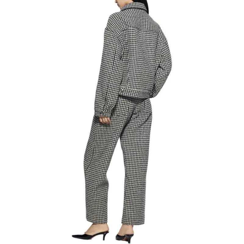 FRAME FW24 Casual Pants Women's Black White Plaid-3