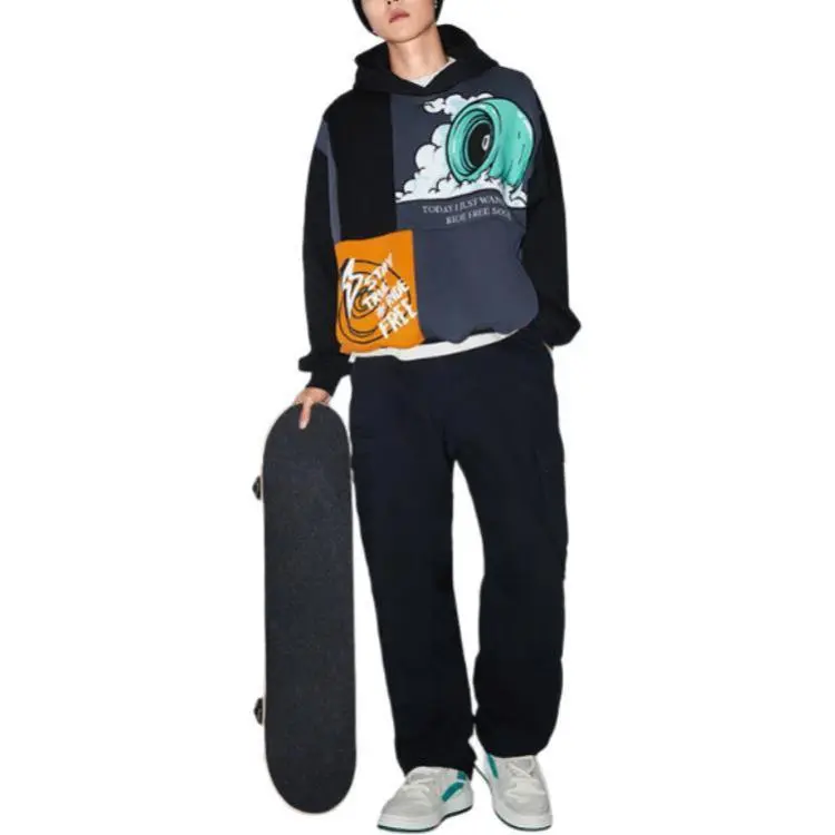 LiNing Sweatshirt Unisex Black Moutain Blue Evening Orange-3