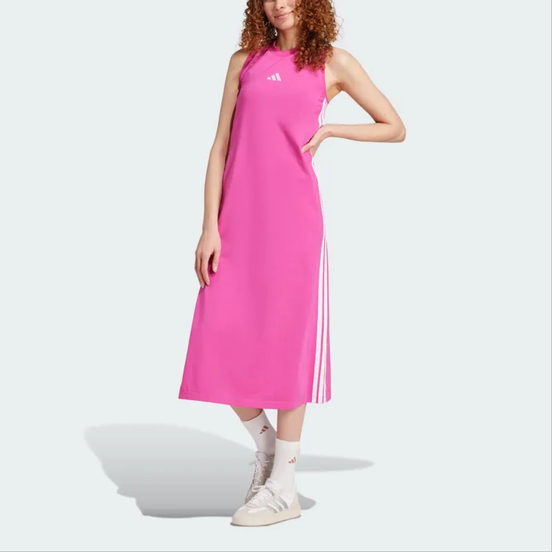 Adidas Free Shipping With AdiClub Essentials 3 Stripes Long Racerback Dress-1