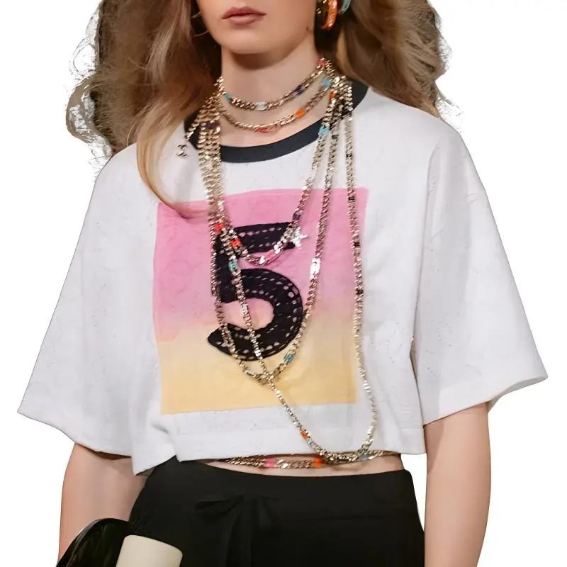 CHANEL SS24 Drop Shoulder Sleeve T Shirt Women's White-1