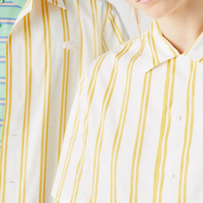 LACOSTE Shirt Unisex Yellow White Stripes-2
