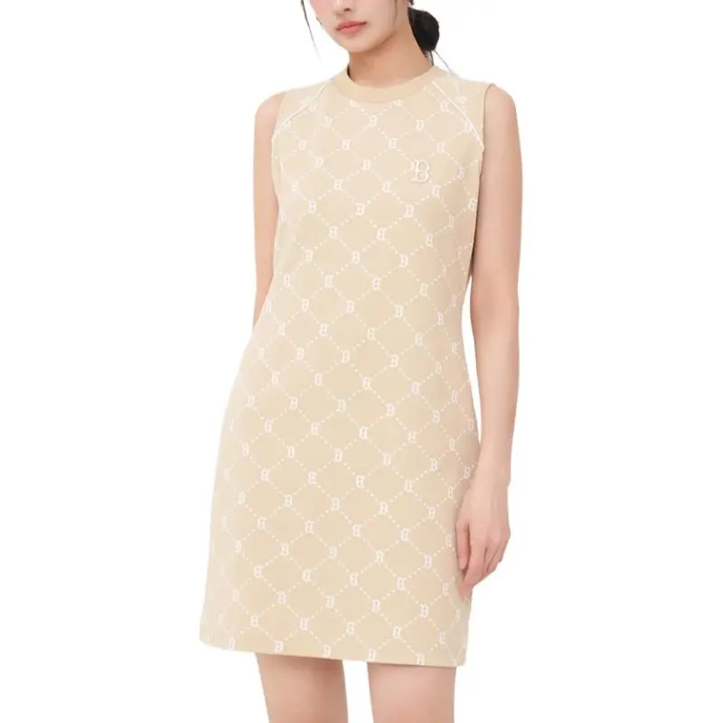 MLB Monogram Boston Red Sox Sleeveless Dress Women's Light Beige-2