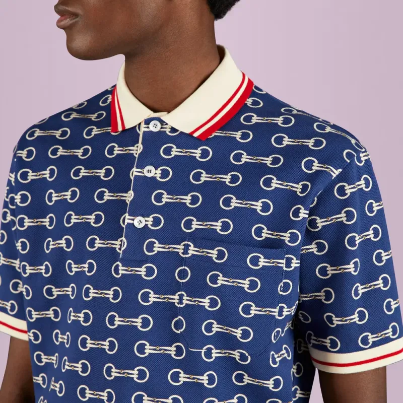 GUCCI FW22 Polo Shirt Men's Blue-4