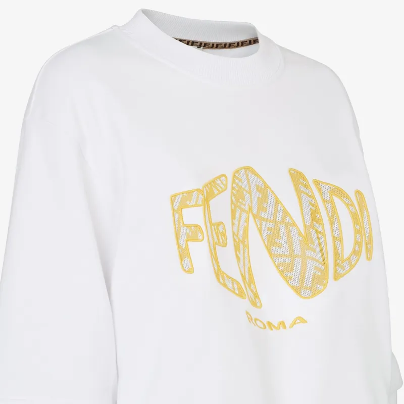 FENDI Fisheye Crop Jersey Sweatshirt 'White'-4