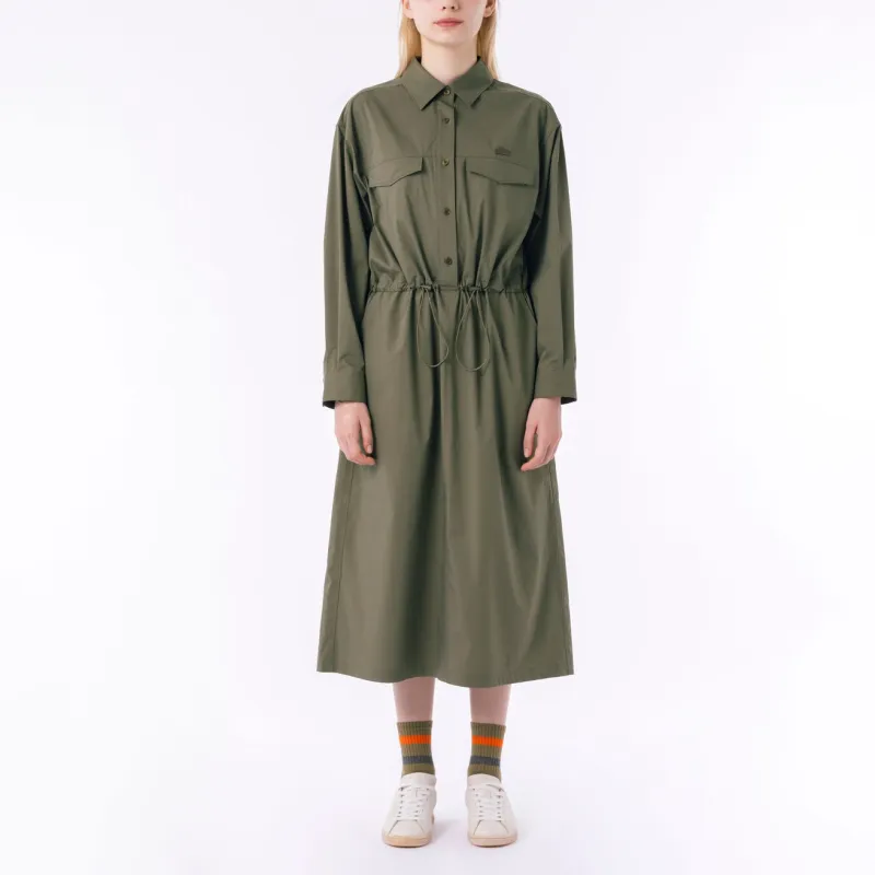 LACOSTE Long Sleeved Dress Women's Khaki Olive-2