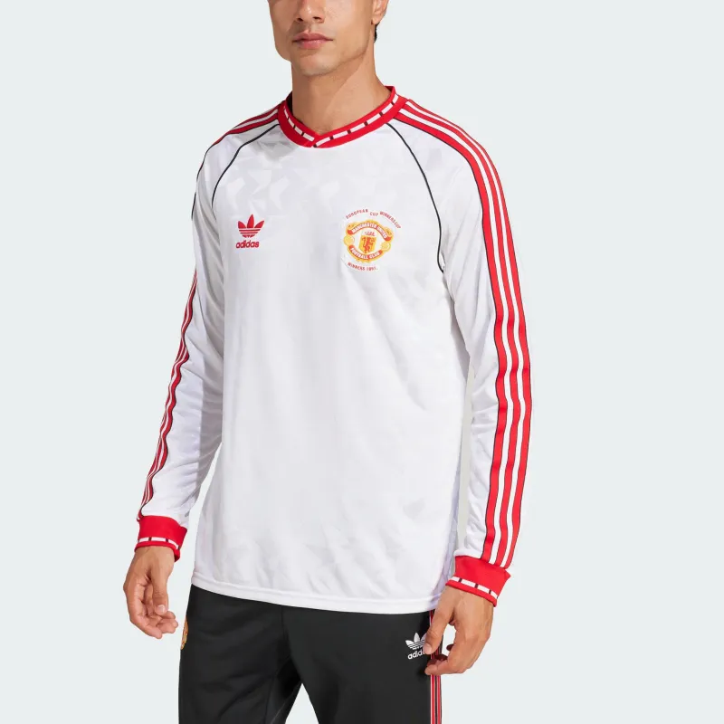 Adidas Originals Manchester SS25 UNITED '91 AWAY JERSEY Soccer Jersey Men's White/Red-4