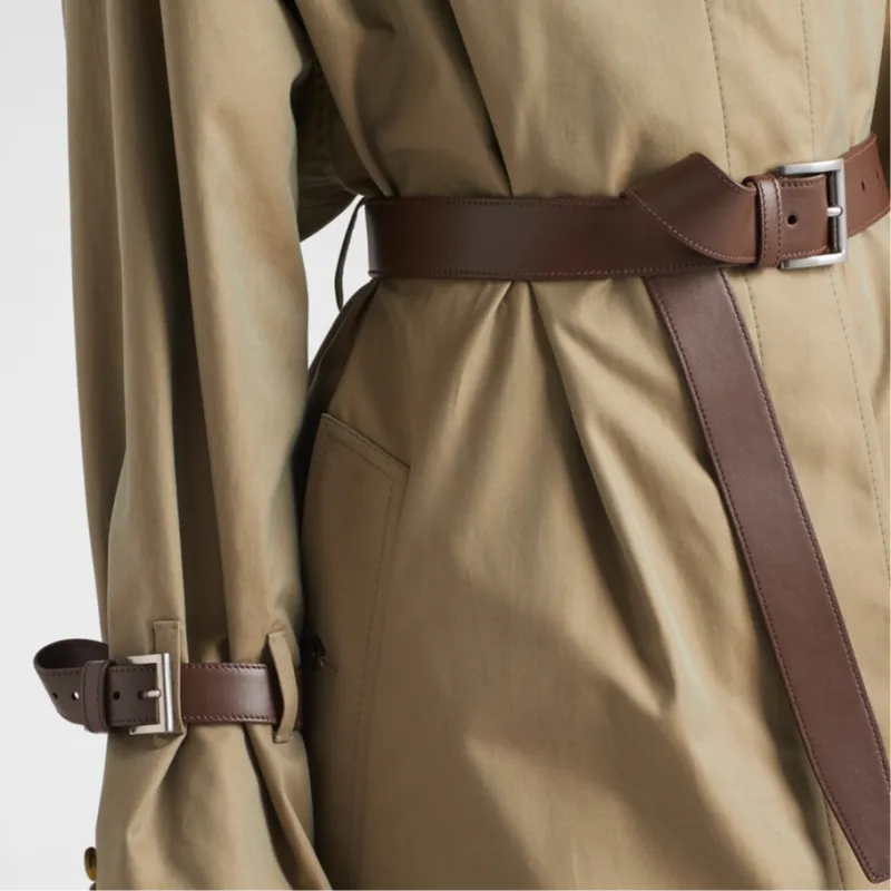 PRADA Long Sleeved Belted Trench Coat-3