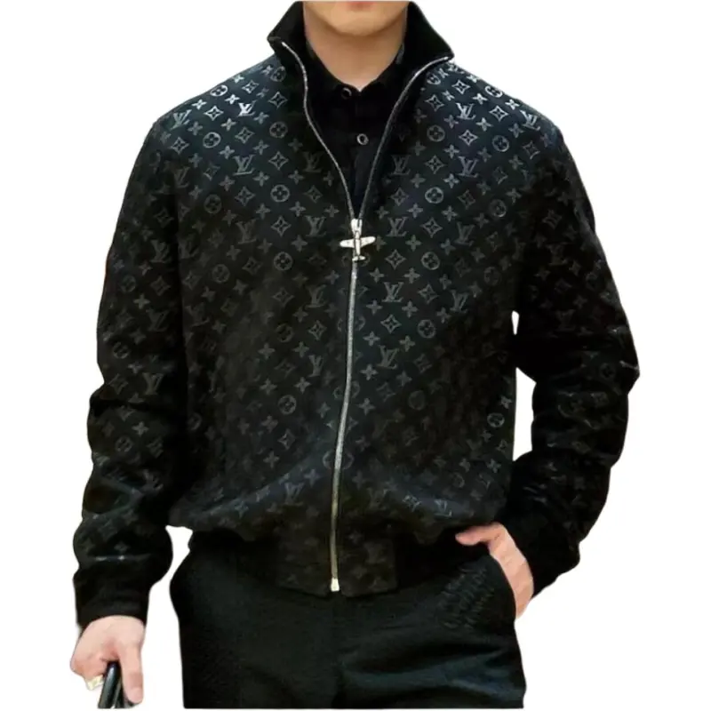 LOUIS VUITTON Monogram Debossed Suede Tracksuit Jacket-3