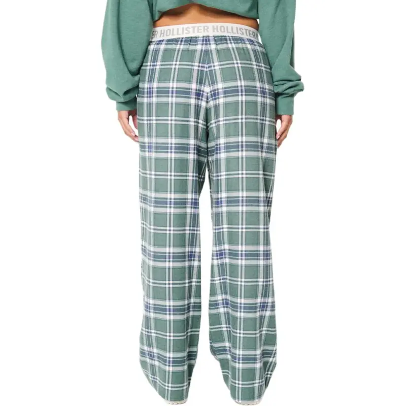 Hollister Pajama Pants Women's Green Plaid-2