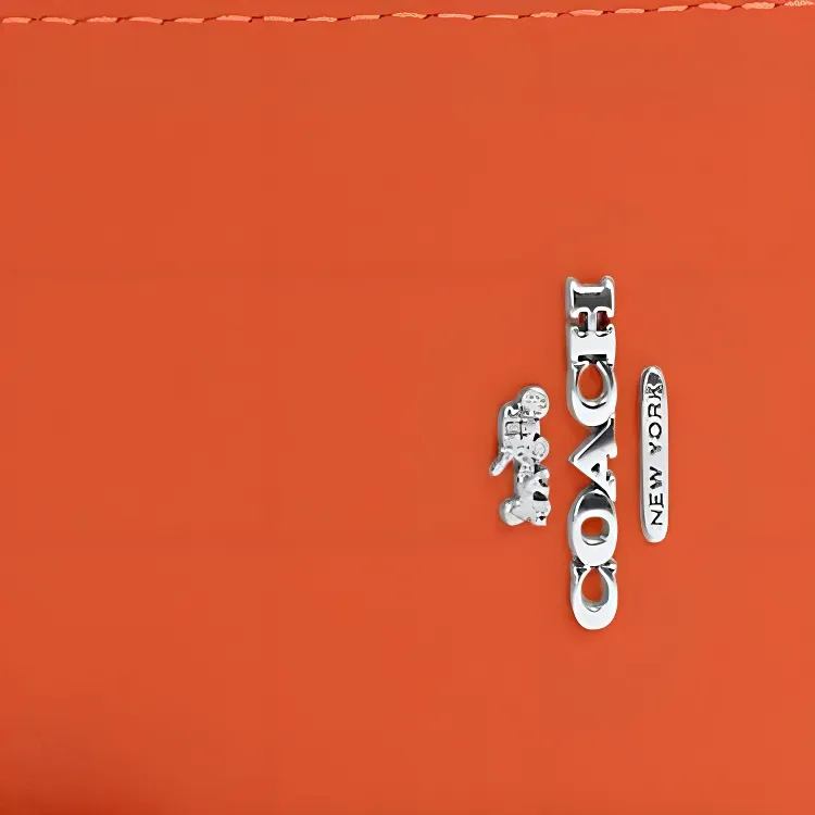 COACH Card Case Pebbled Leather Coin Purse Wallets Card Holders Mini Women's Orange-4