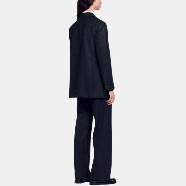 Sandro Herringbone Rhinestone-embellished Blazer-3