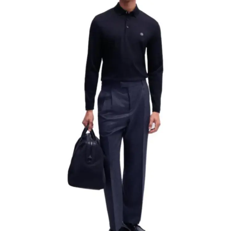 HUGO BOSS Logo Patch Long Sleeved Polo Shirt-2