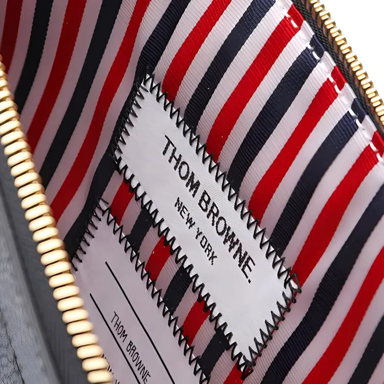 THOM BROWNE· Leather Coin Purse Clutch Medium Size Men's Black-7