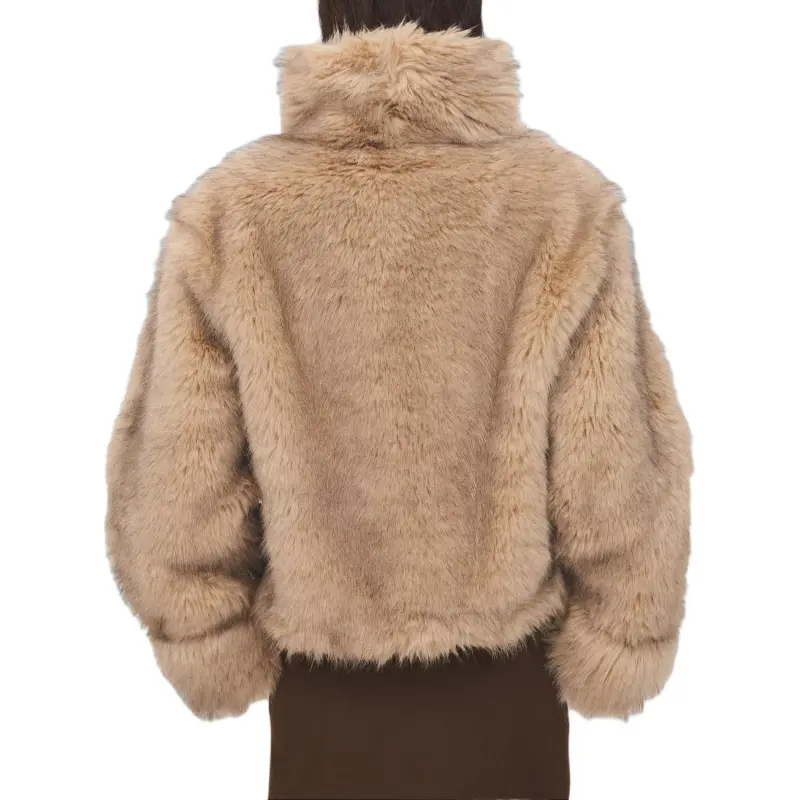 ZARA Velvet-feel Coat Women's Light Beige-4
