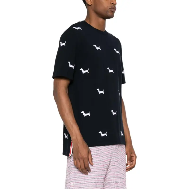 THOM BROWNE Dog Embroidered Crewneck T Shirt-2