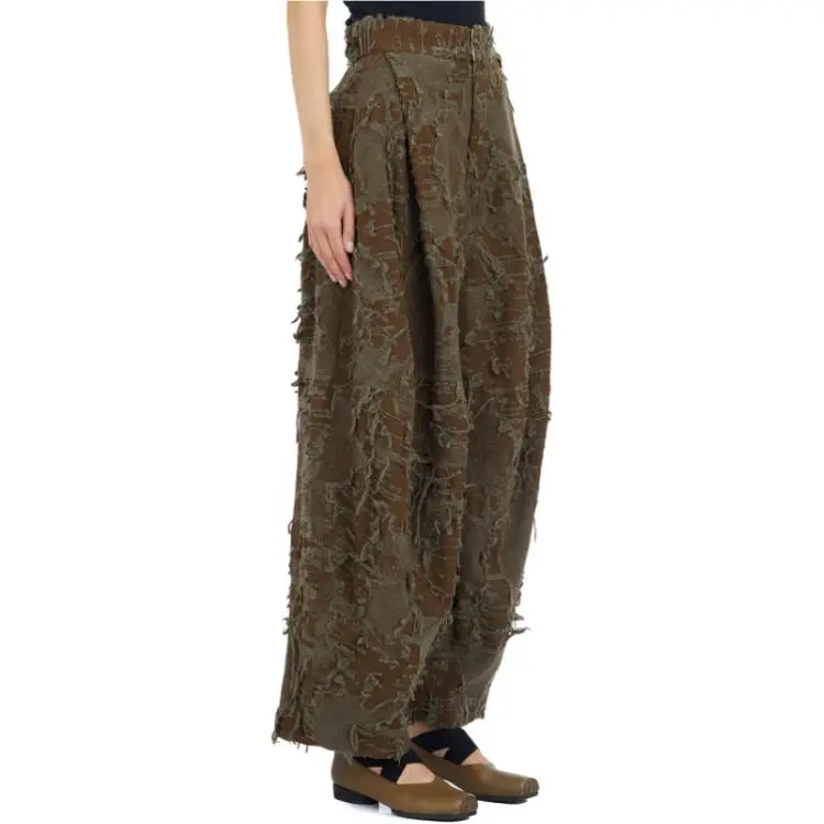 UMA WANG Distressed Wide Leg Pants-4