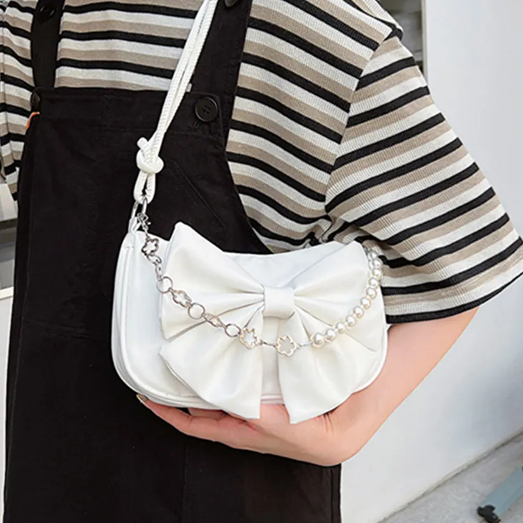 Dusen Kangaroo PU Shoulder Bag Regular Women's Pink/White/Black-8