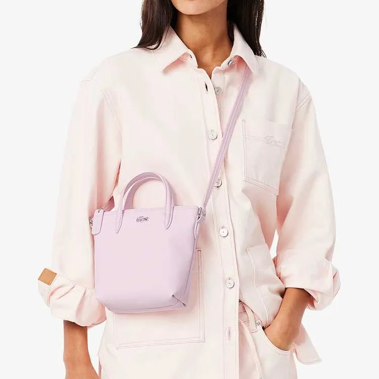 LACOSTE PVC One Shoulder Handbag Trumpets Women's Light Pink Red-3