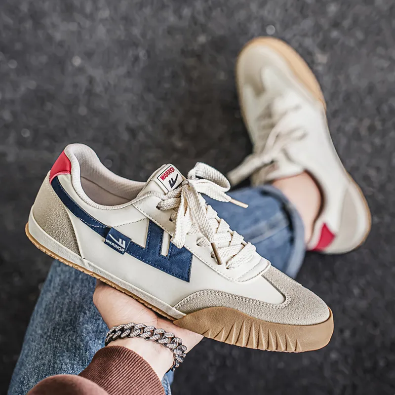 Warrior Durable Lightweight And Breathable Low-Top Casual Shoes Men's Beige Gray Blue-4