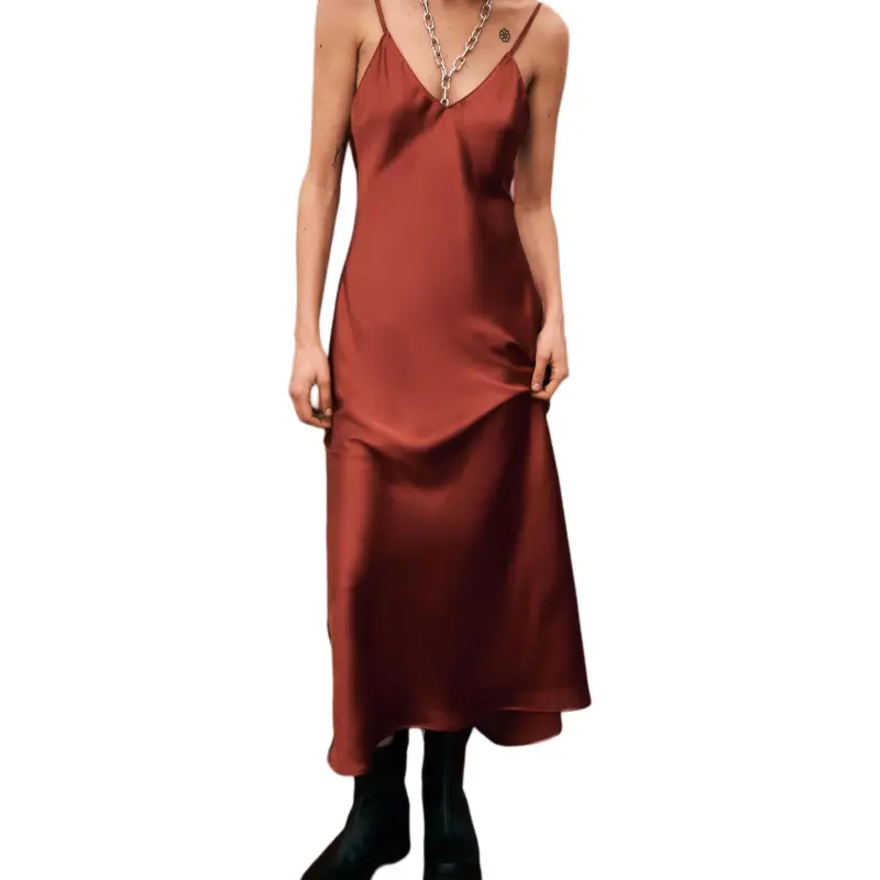 ZARA Slip Dresses Women's Red-3