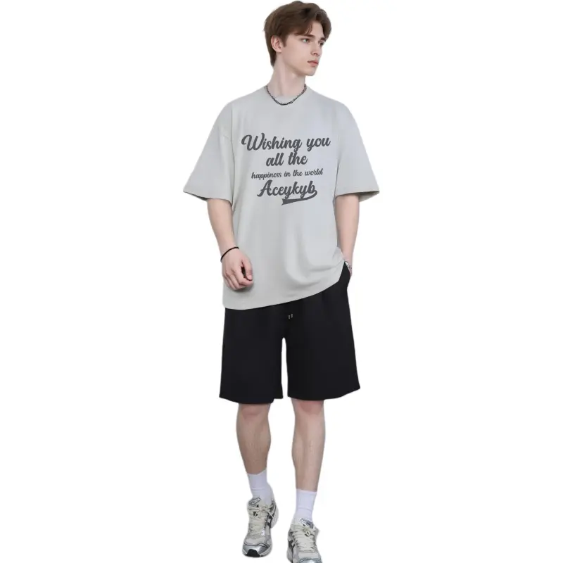 YK&YB T Shirts Unisex White Gray-4