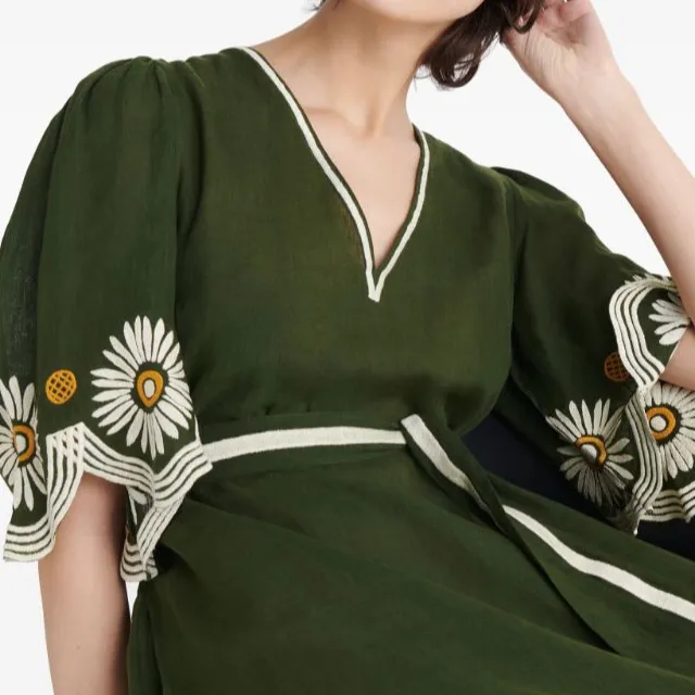 Eres Hortense Floral embroidered Linen Dress-4