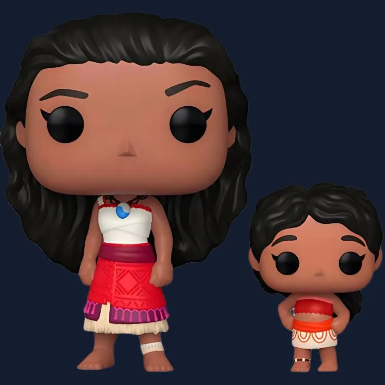 Funko x Disney POP! Ocean Qiu Ruan 2 Moana And Little Sister Ximiya Chibi Figures-1