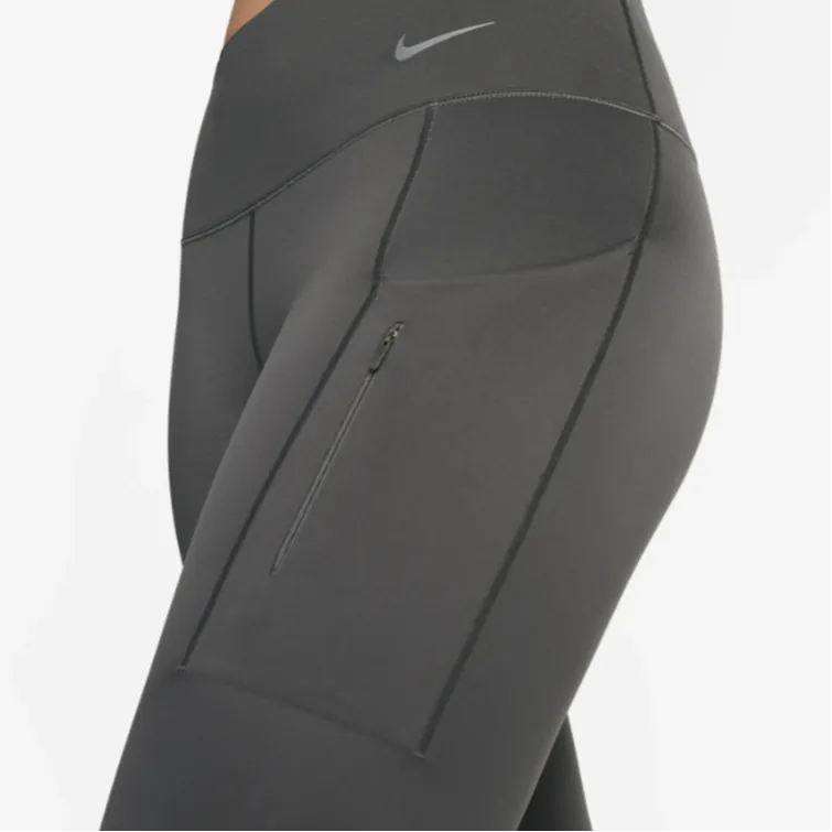 Nike Firm-Support Mid-Rise Cropped Leggings With Pockets Leggings Women's Medium Gray-4