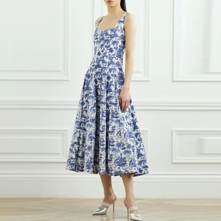 Staud Wells Floral Print Sleeveless Midi Dress-2
