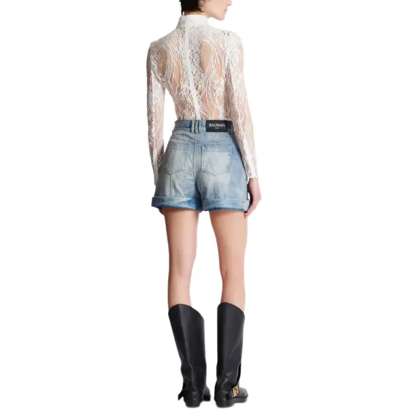 BALMAIN Diamond Denim Shorts-2