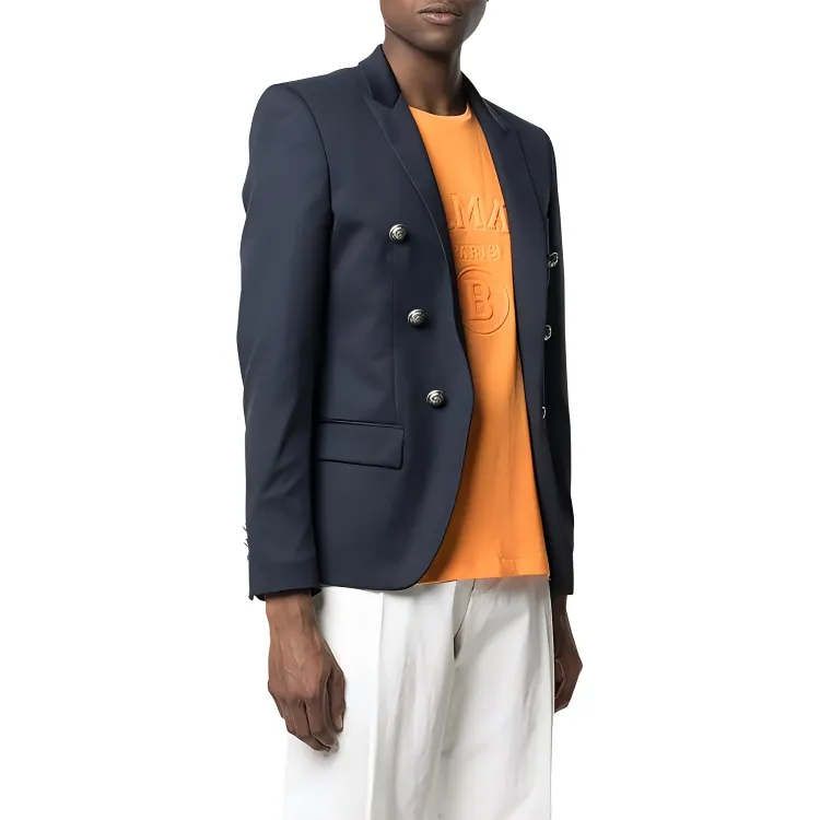 BALMAIN Business Suits Coats Men's Navy Blue-3