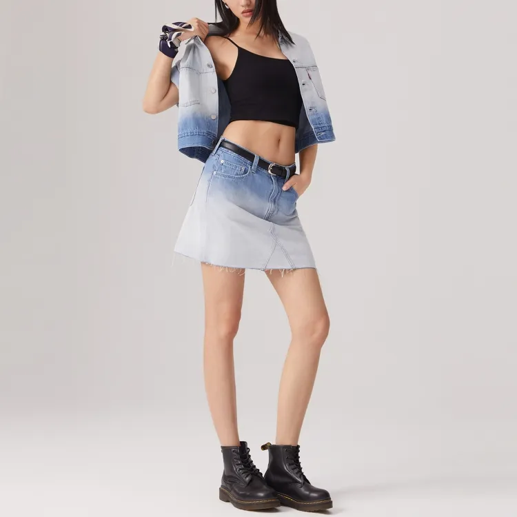 Levi's Denim Short Skirts Women's Light Blue-2