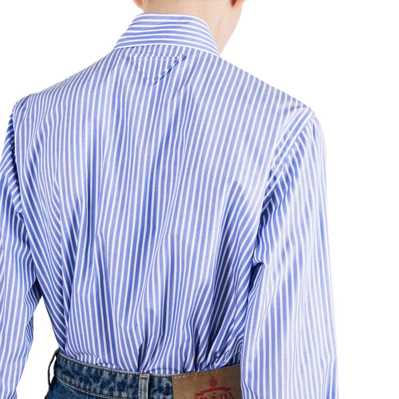 PRADA Embellished Long Sleeved Striped Shirt-4