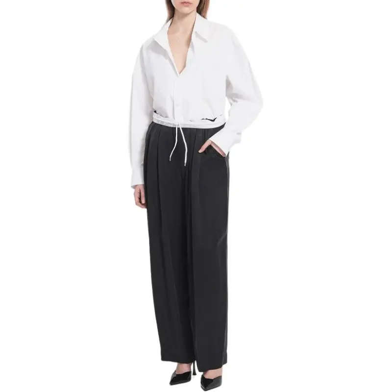 Alexander Wang Turned Down Elastic Waistband Trousers Black-3