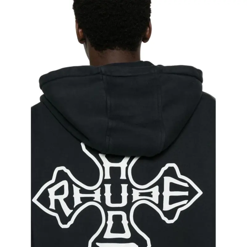RHUDE Cross Logo Zip Up Hoodie-4