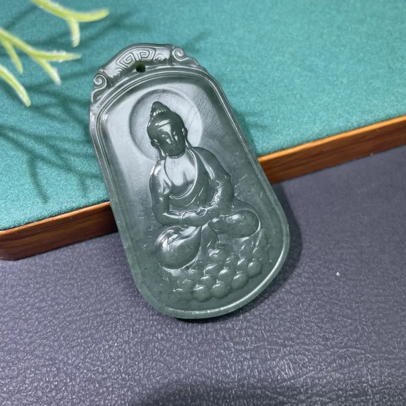 BUDOUXIAOAI Hetian Jade Pendants Green Jade Unisex-4