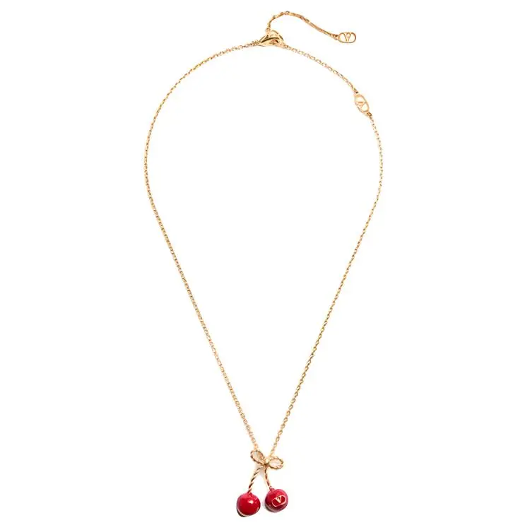 Valentino Logo Plaque Cable Link Chained Necklace-1