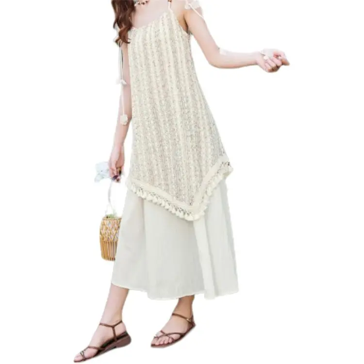 Love To Serve Slip Dress Women's Apricot Red Stripes-2