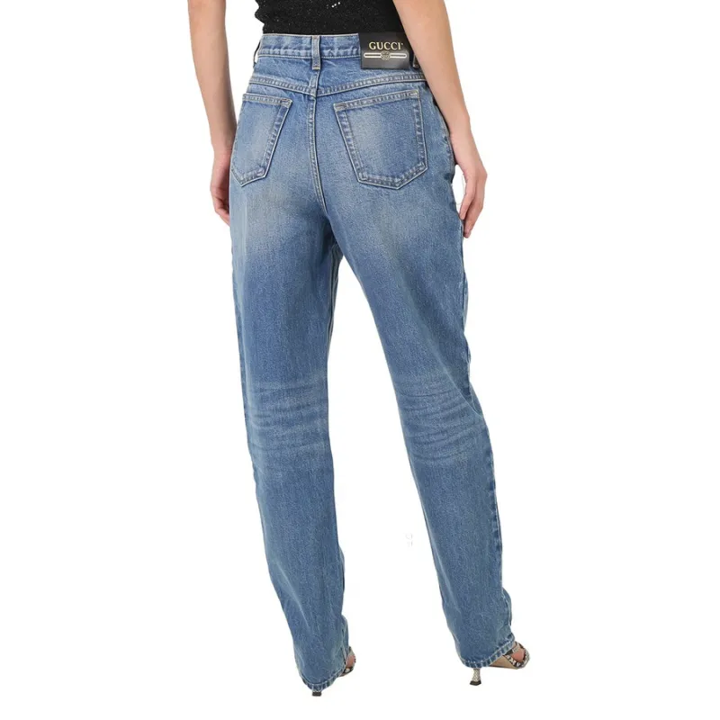 GUCCI Graphic Applique Jeans Blue/Red-3