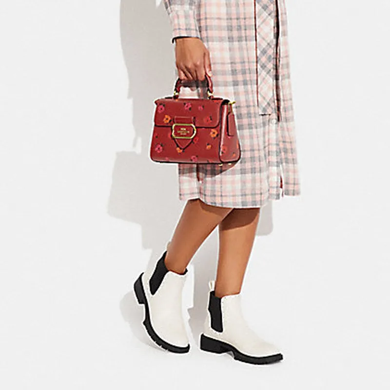 COACH Morgan Pebbled Leather Shoulder Bag Crossbody Bag Handbag Small Size Women's Red Apple Red-3