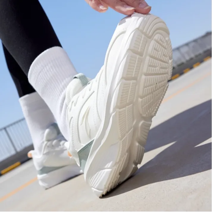 361° Non slip Lightweight Low Top Casual Running Shoes Women's White Green-2