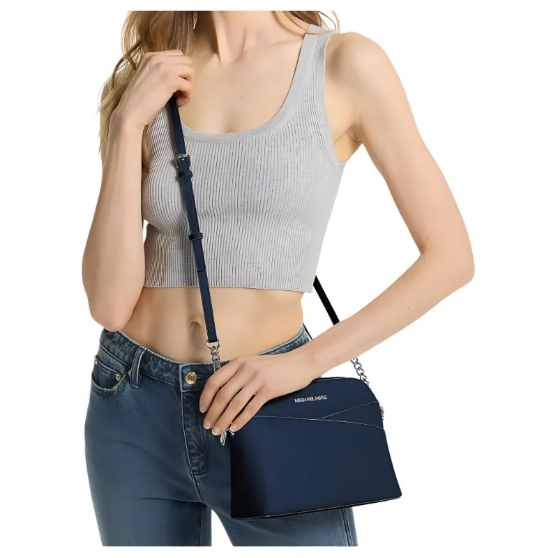 MICHAEL KORS Jet Set Travel Saffiano Leather Shoulder Bag Crossbody Bag Medium Size Women's Marine Blue-2