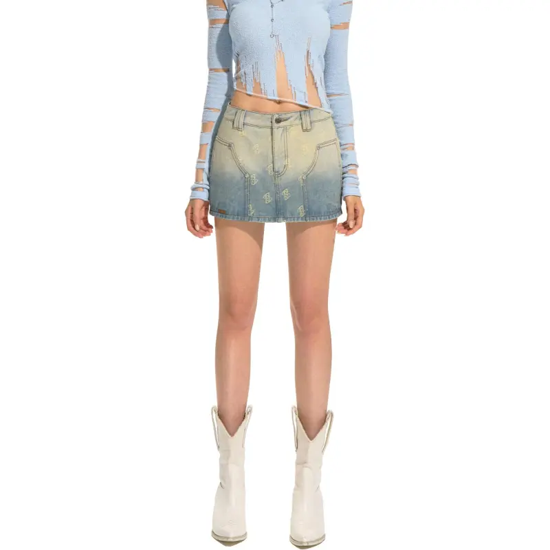 NAWS Denim Short Skirts Women's Mint Green-5