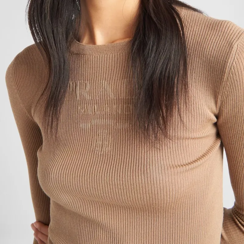 PRADA Logo intarsia Wool Jumper-4
