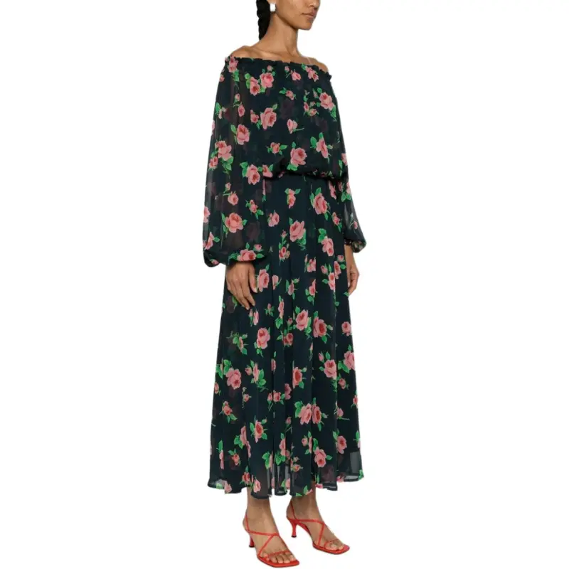 Rotate Flower Printed Chiffon Maxi Dress-3