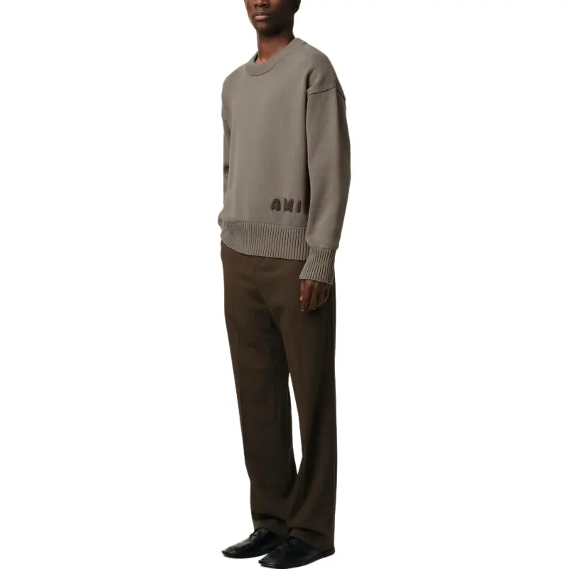 Ami Logo Embroidered Crewneck Knitted Sweater-1