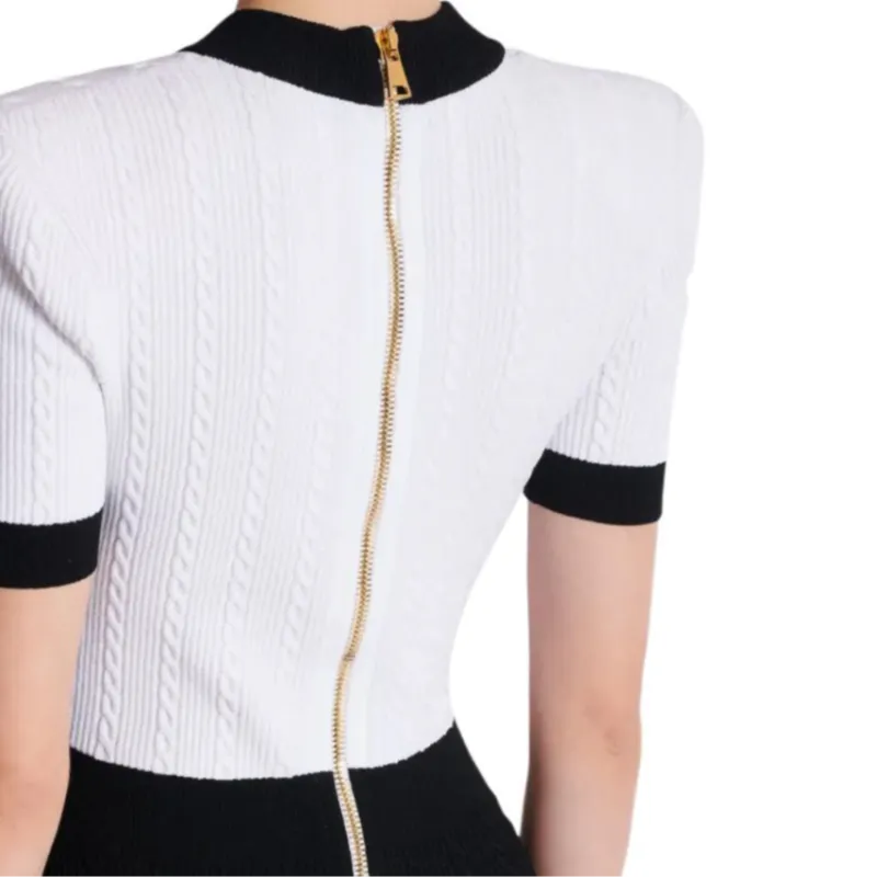 BALMAIN SS25 Short Sleeved Dress Women's White-6