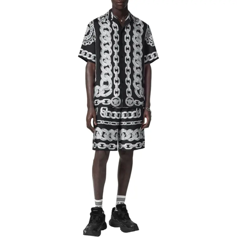 VERSACE Medusa Chains Silk Shorts-1