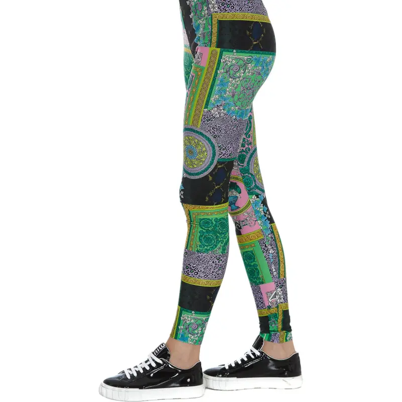 VERSACE Barocco Patchwork Print Leggings 'Multicolor'-3